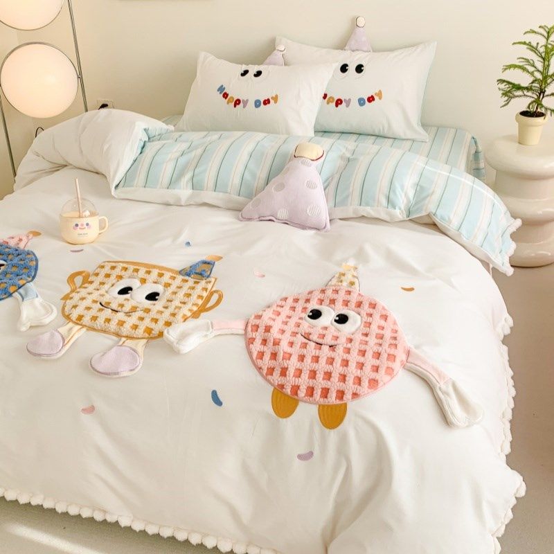 可爱曲奇少女心全棉水洗棉四件套纯棉儿童卡通公主风被套床上用品,床上用品,床品套件/四件套/多件套,淘宝优惠券,粉丝福利购,淘宝优惠卷