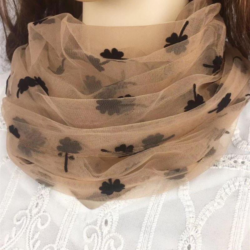 秋冬套头围脖女士春夏季防晒护颈薄款显白脖套百搭洋气小丝巾围巾