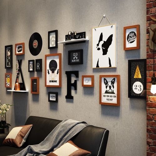 高分子_4692_宠物照片墙商用组合相框法斗装饰画狗狗相片墙面挂画