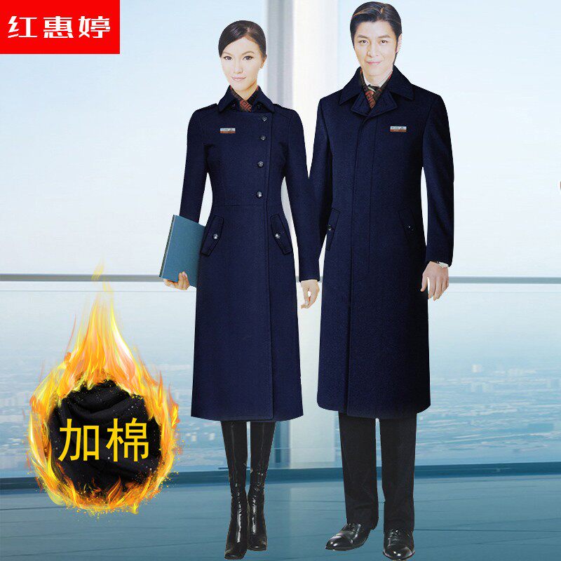 酒店前台大衣女冬职业工装加厚中长G款迎宾售楼部工作服时尚气质