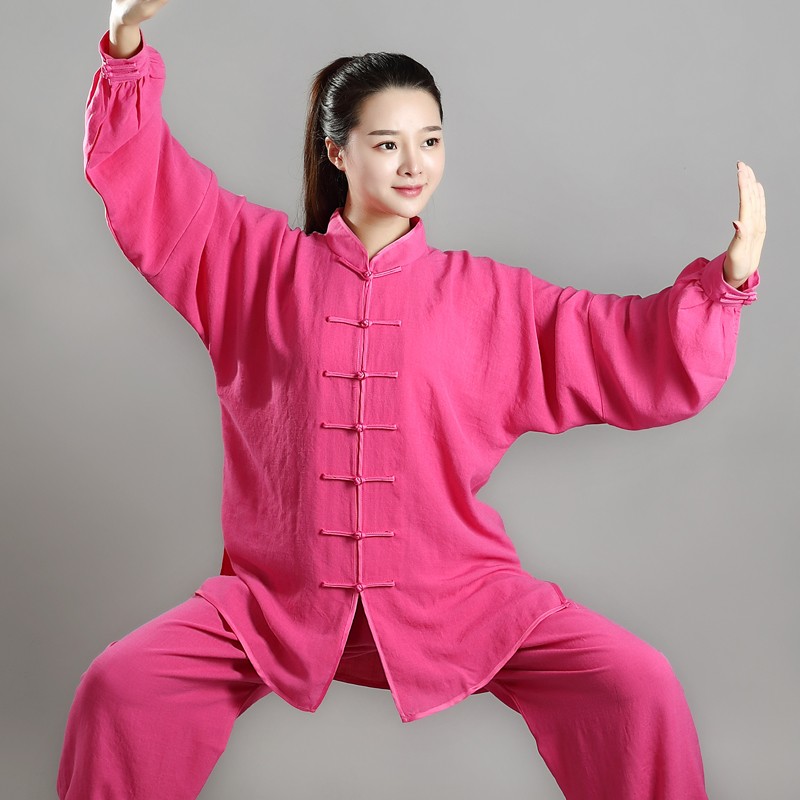 太极服女亚麻棉春夏秋款中老年晨练练功服男太极拳武术表演服套装