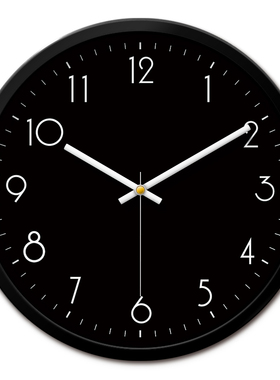 挂钟黑色黑底白字静音时钟挂墙父母卧室老人房间家用简约客厅钟表