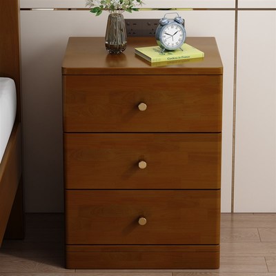 全实木床头柜床边柜子35cm长350深滑轮可移动卧室落地