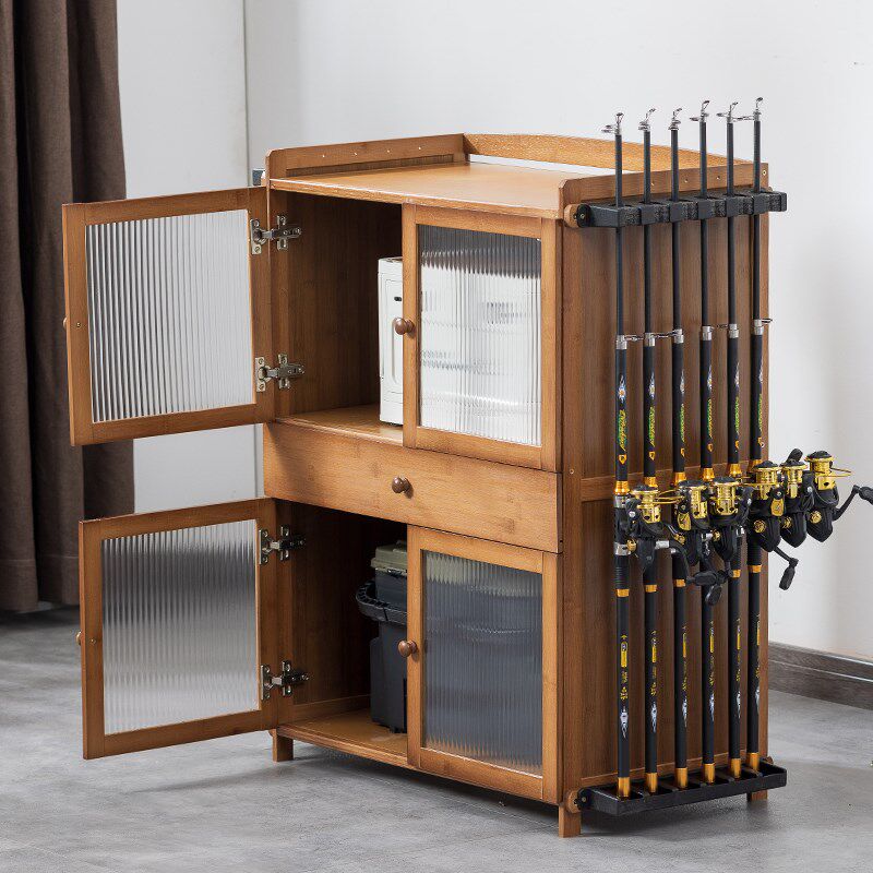 家用路亚竿手竿支架放置架子鱼竿支架收纳架竹多功能鱼竿展示柜子