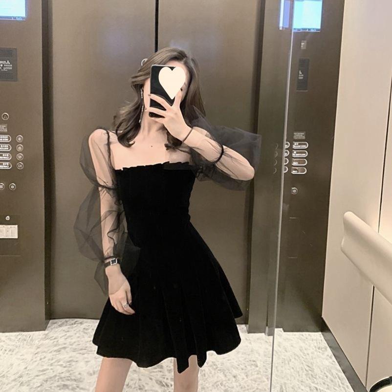 黑色连衣裙女长袖秋季新款夜店性