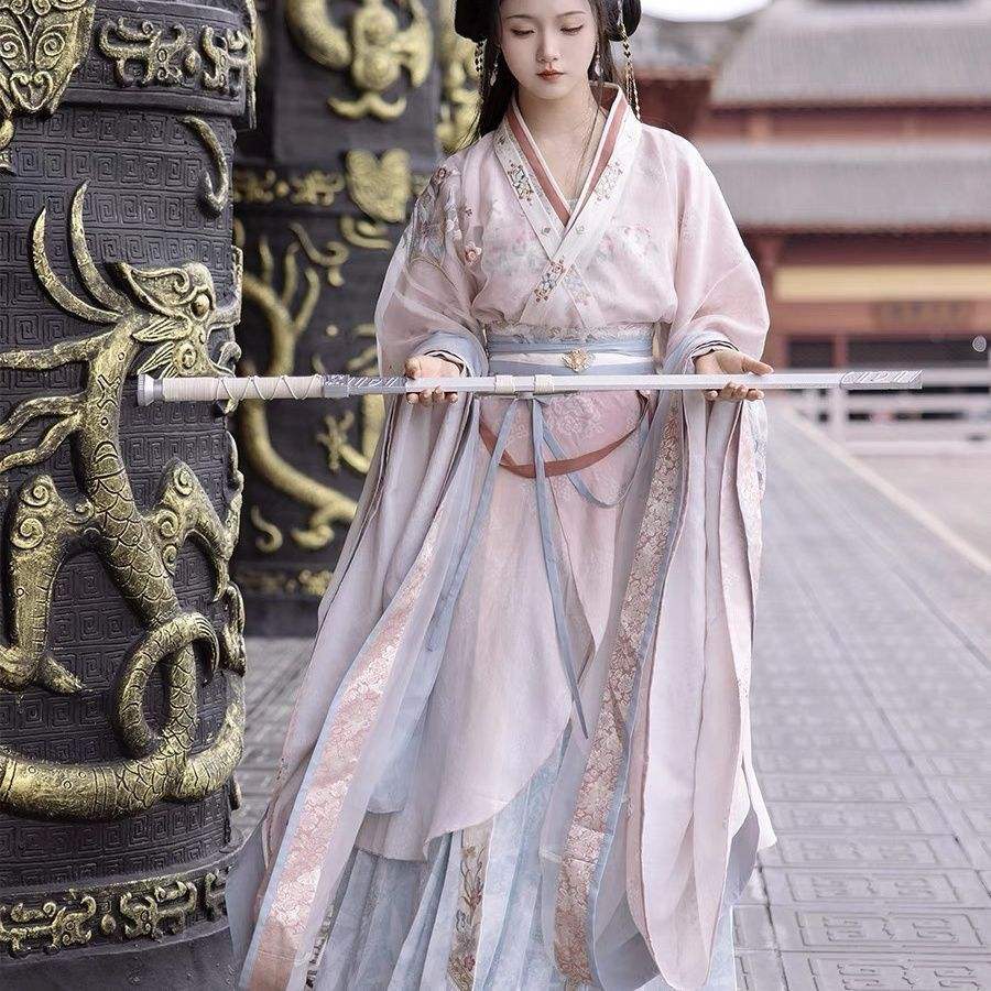大袖襦一片式齐腰裙水墨晕染汉服