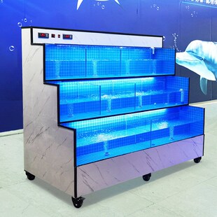 鱼缸商用饭店超市草鱼缸商用玻璃暂养鱼池小型制冷机移动龙虾水草