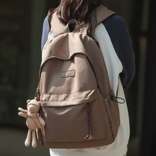 书包女大学生大容量高中生简约百搭背包女生女白色旅行森系双肩包