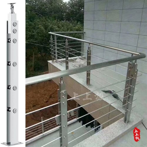 楼梯扶手栏杆\不锈钢立柱\阳台立柱-扁J管穿圆棒立柱SSJ009