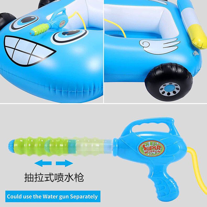 儿童充气水上喷水车游泳船沙滩戏水玩具游泳圈宝宝打水仗喷水坐圈