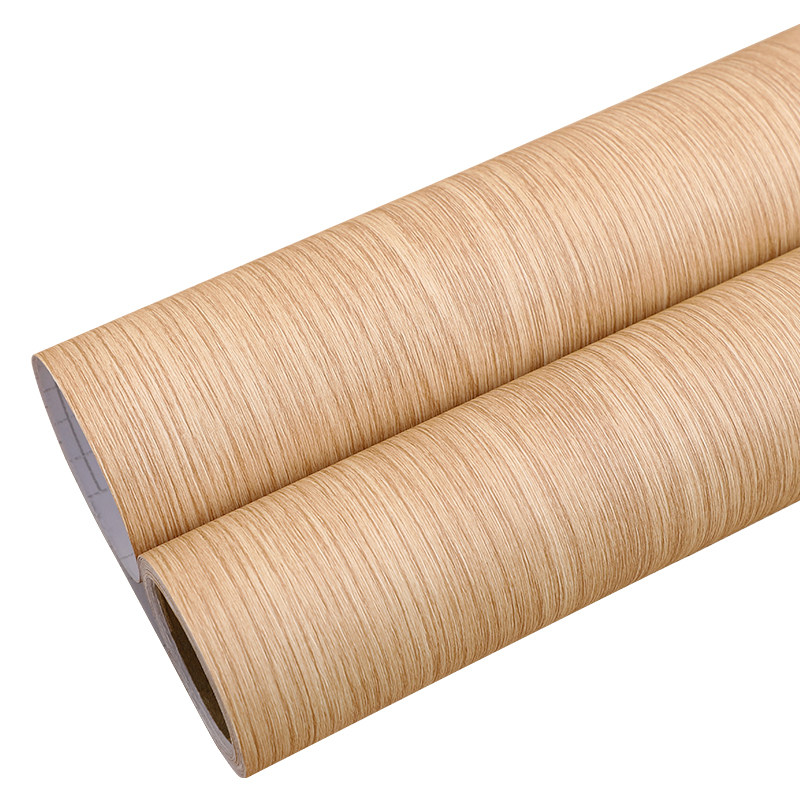 衣柜橱柜门翻新木纹贴纸自粘防水防潮桌面黄色直纹原木墙纸柜子