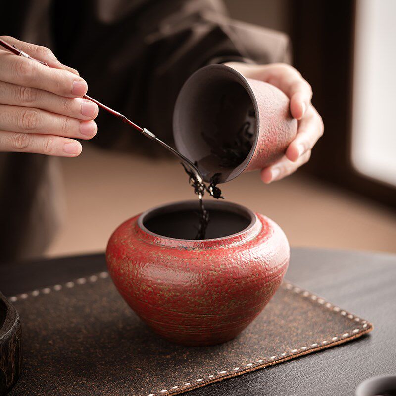 尚器 满山红赭石釉圆融建u水茶洗杯洗茶具配件茶渣桶茶渣缸茶洗缸