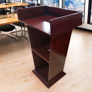 现代简约中式演讲台教室讲桌接待迎宾台密度板贴木皮