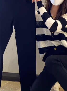 欧货大码直筒裤女2m024秋款小黑裤黑色显瘦烟管裤小个子九分裤外