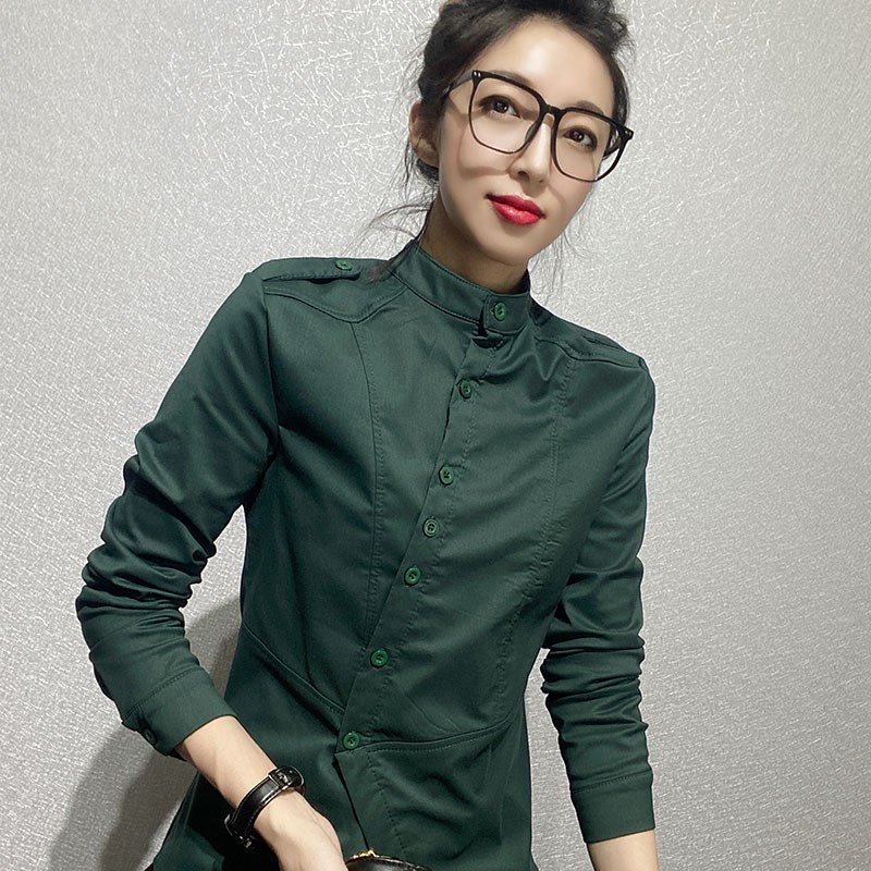 加绒衬衫女长袖保暖加厚打底工作服冬季新款正装带绒职业衬衣洋气