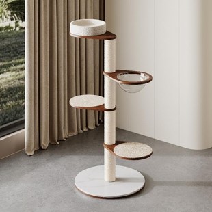 实木猫爬架通天柱猫跳台顶天立地太空舱猫抓柱猫窝猫树一体猫架