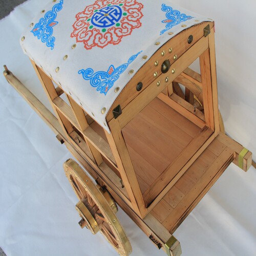 勒勒车模型蒙古特色手工艺装饰品牛拉车蒙餐蒙古包展厅微景观摆件