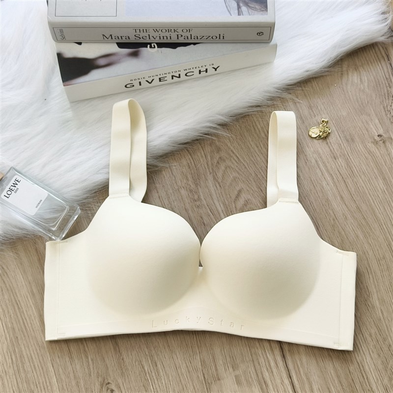 大码无痕内衣女士大胸显小薄款无钢圈防下垂收副乳调X整型文胸罩