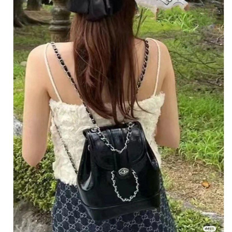 双肩包女洋气小个子链条背包水桶包软皮包韩版时尚迷你百搭包新款