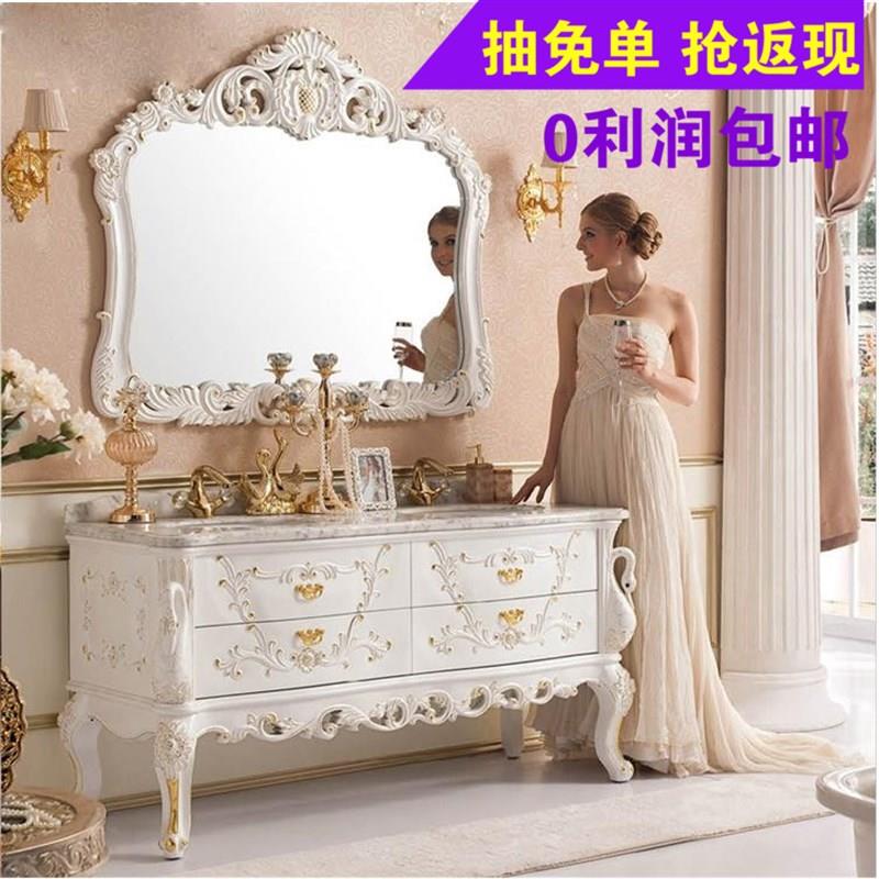 洗脸盆组合洗手台洗漱台红橡木欧式F美式中式落地定做大理石仿古