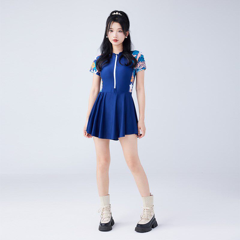 网红泳衣女温泉新款遮肚显瘦连体爆款女士保守大码微胖温泉成人裙