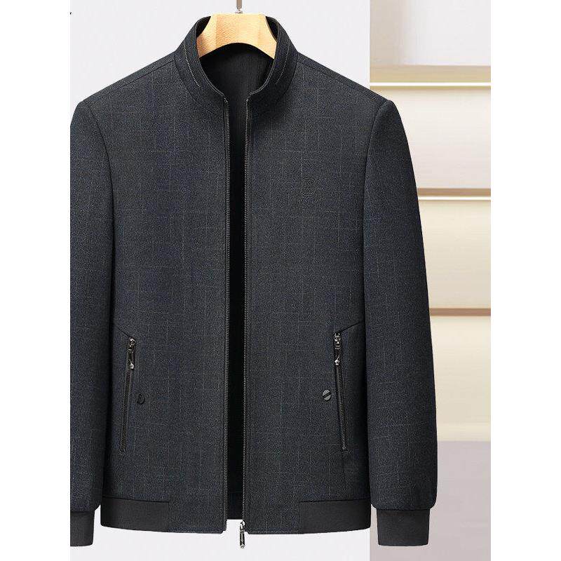 皮尔卡丹中老年男士2026春秋季新款爸爸春装外套休闲风立领夹克衫