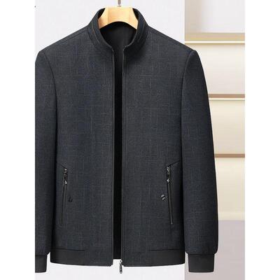 皮尔卡丹中老年男士2026春秋季新款爸爸春装外套休闲风立领夹克衫