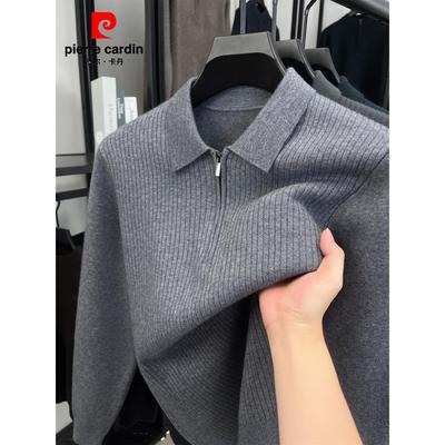 皮尔卡丹针织衫男士毛衣翻领加厚秋冬季2025新款中年爸爸线衣保暖