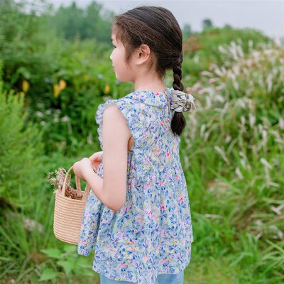 7089水彩蓝小衫1P00支全棉薄