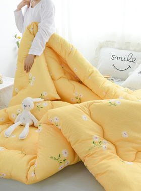 秋冬季韩式碎花黄色被子冬被棉被芯厚保暖单人学生宿舍太空被床褥