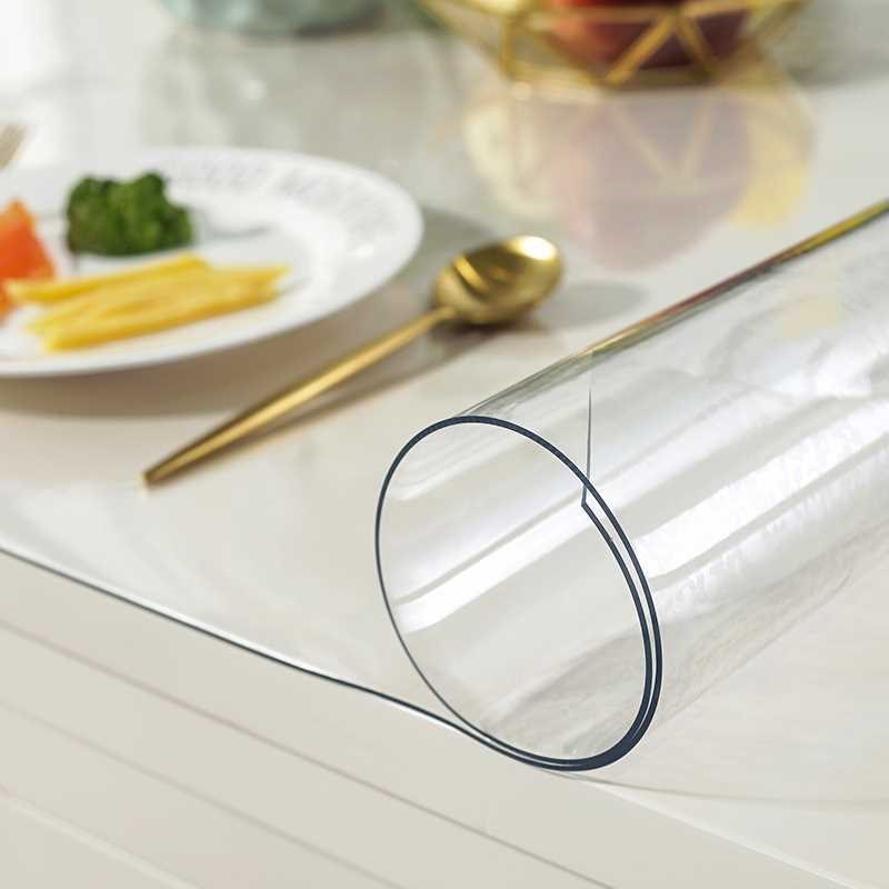 折叠伸缩圆桌PVC餐桌布软塑料玻璃防水防烫椭圆形水晶板透明桌垫