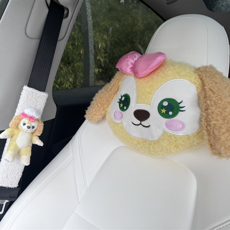 少女心卡通厨师狗汽车车s枕护颈枕座椅靠枕腰靠安全带套车饰内饰