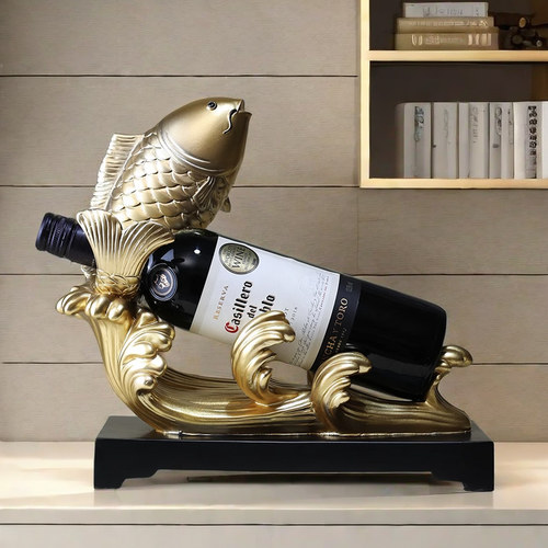 年年有余红酒架j鱼摆件客厅如鱼得水餐边柜酒柜装饰品乔迁新居礼
