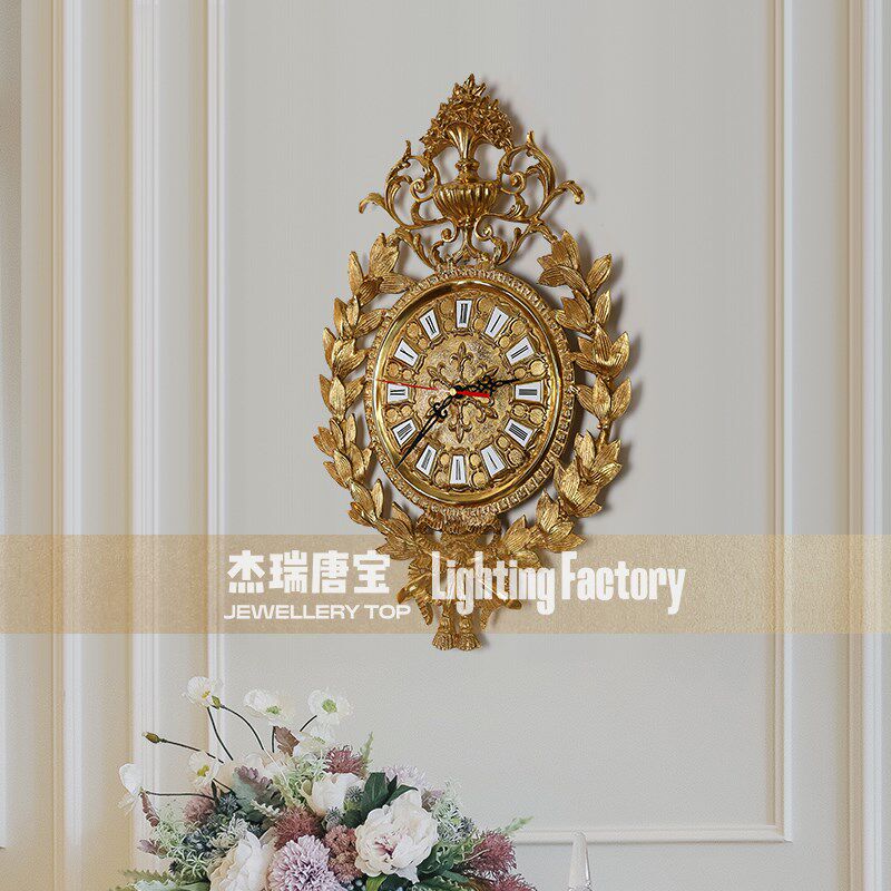 奢华法式重工雕刻全铜装饰挂钟工艺品钟欧式别墅客厅餐厅墙壁时钟