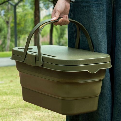 野餐提篮可折叠多功能户外野炊收纳筐便携式露营装食物水果手提篮