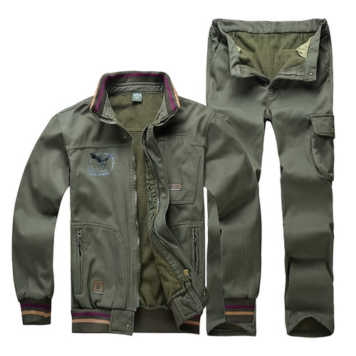 秋冬工作服套装男加绒加厚耐磨迷彩服纯棉工厂车间电焊汽修劳保服