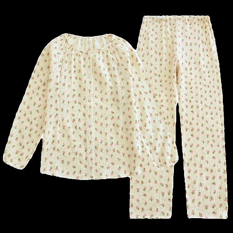 纯棉纱布月子服套装薄款孕妇产后哺乳衣长袖开衫喂奶家居服大码