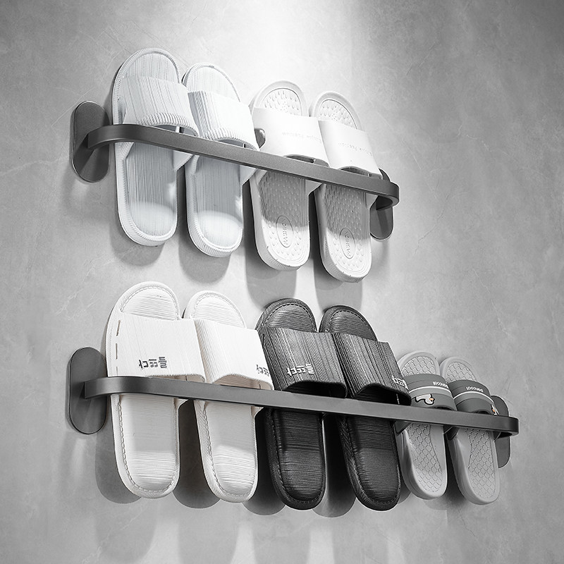浴室枪灰拖鞋架免打孔壁挂式 304不锈钢卫生间置物架鞋子收纳挂架