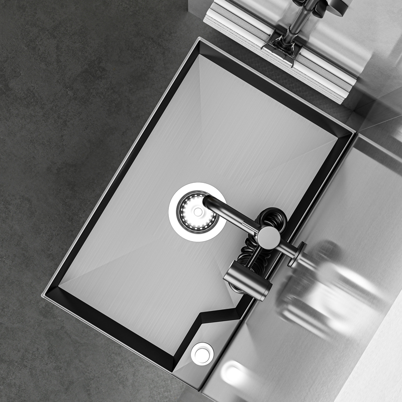 黑色不锈钢拖把池家用卫生间室外阳台洗拖布盆防溅水长方形墩布池