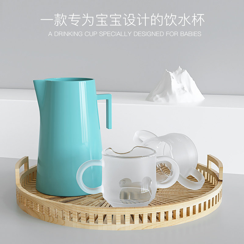 婴儿学饮杯宝宝喝水口训练u杯硅胶防摔儿童幼儿园直饮牛奶漱口杯