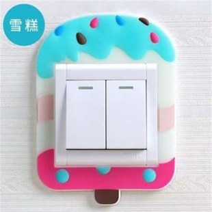 三连插座装饰开关保护套卡通墙贴四开墙面防脏简约边框长方形夜光