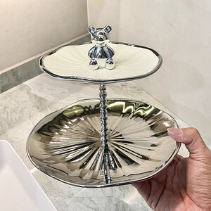 多层果盘客厅茶几家用陶瓷糖果盘前台摆I放零食盘下午茶点心水果
