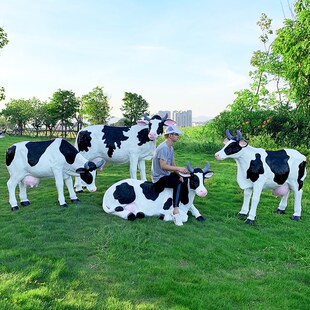 模拟牛玻璃纤维雕塑卡通动物农场草坪装 饰 饰品户外公园森林景观装