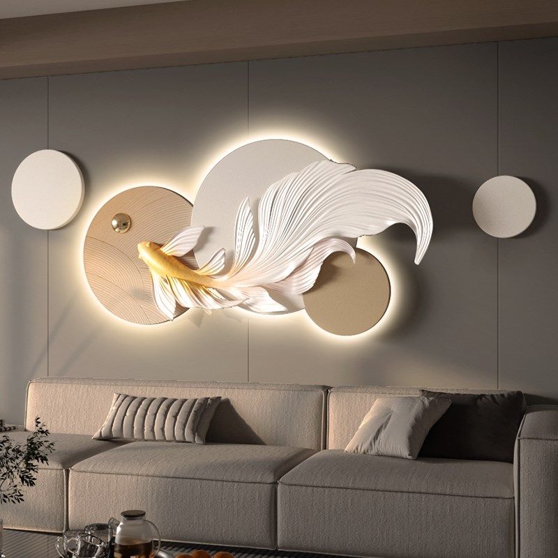 客厅挂画艺术的装饰画电视背景墙壁沙发2024新款带灯餐厅挂件现代