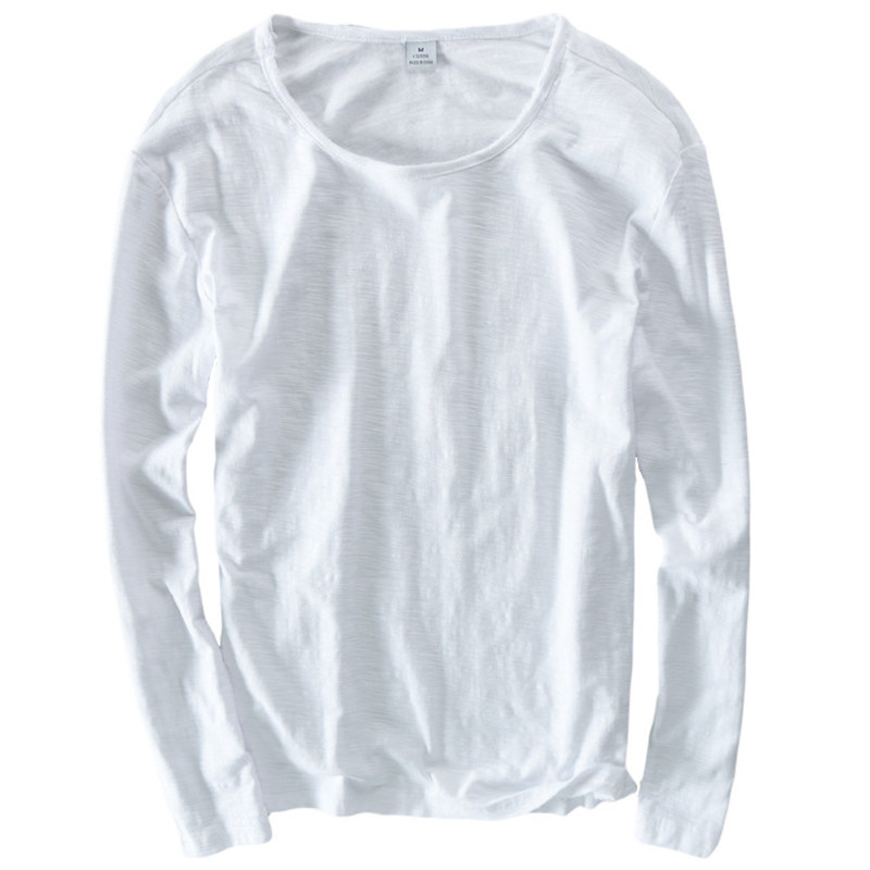 竹节棉t恤长袖薄款夏季超薄男士打底衫内搭潮流宽松大码体恤