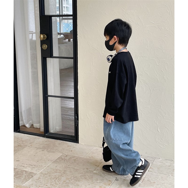 新品活动三天 单件9.5折 多件9折/男童绣花字母长袖T恤