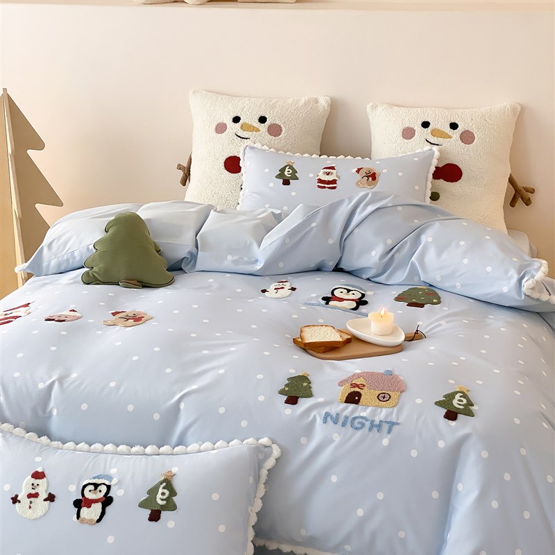 秋冬卡通100支纯棉磨毛四件套全棉可爱被套床单儿童加厚床上用品