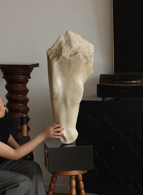 形上仿奢石马头《静思饮露》中古风摆件客厅玄关雕塑艺术装饰品