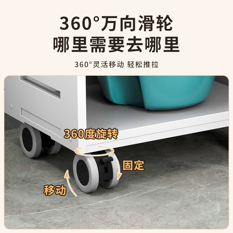 卫生间可移动置物架落地多层大空间带轮脸盆桶收纳架浴室防水架子