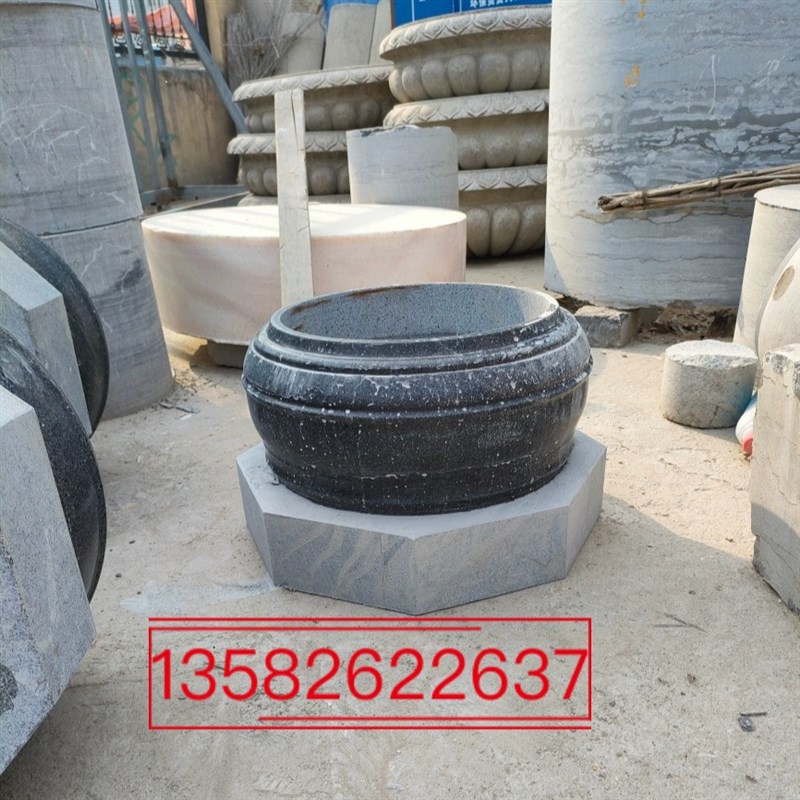 大理石柱墩底座石墩子垫基石柱脚石雕柱皮圆墩空心石柱础柱顶石
